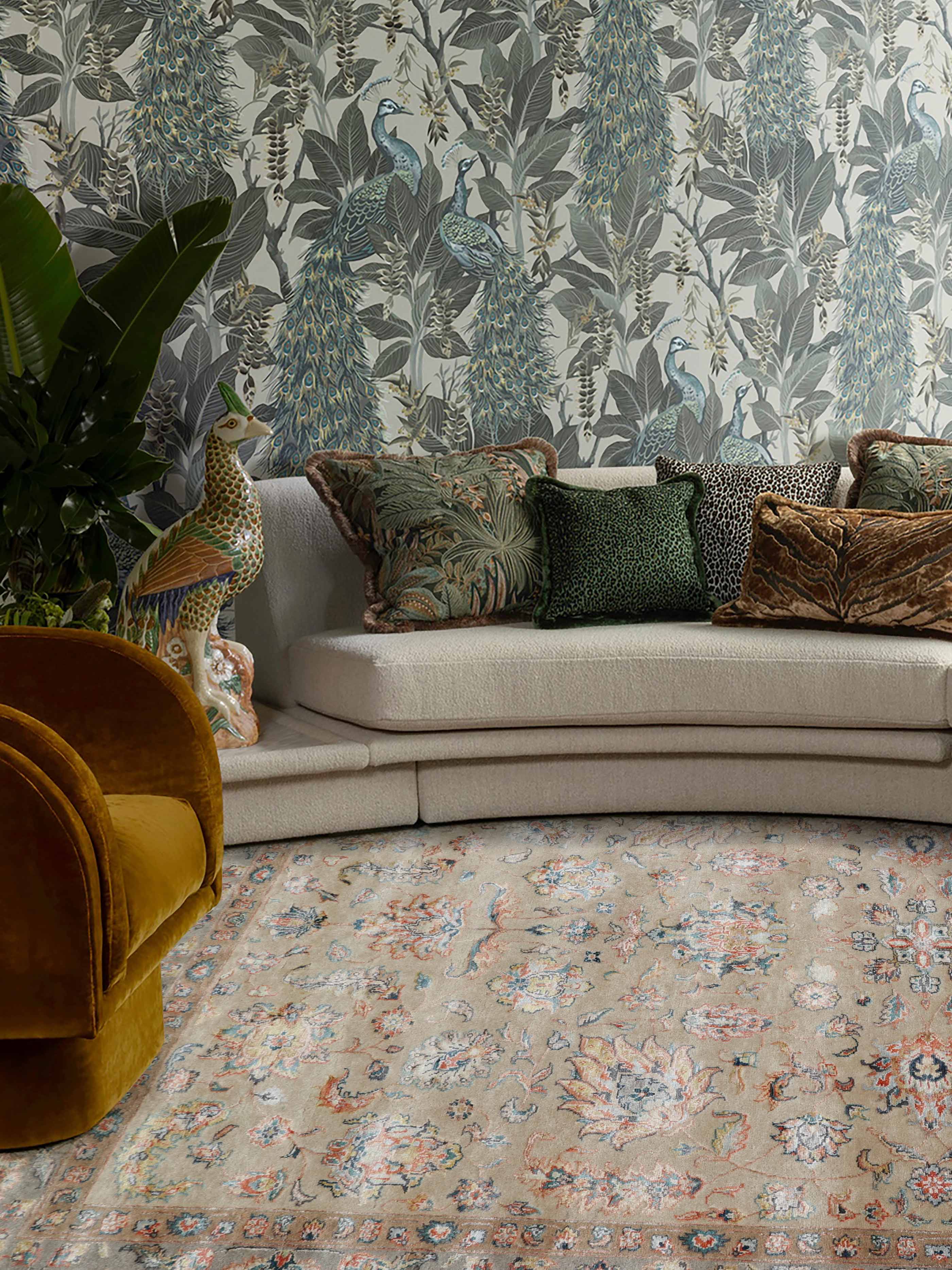 CLASSIC MIRAGE | 6' x 9' FT | 9' x 12' FT | TRADITIONAL RUGS | IVORY-PINK COLOR