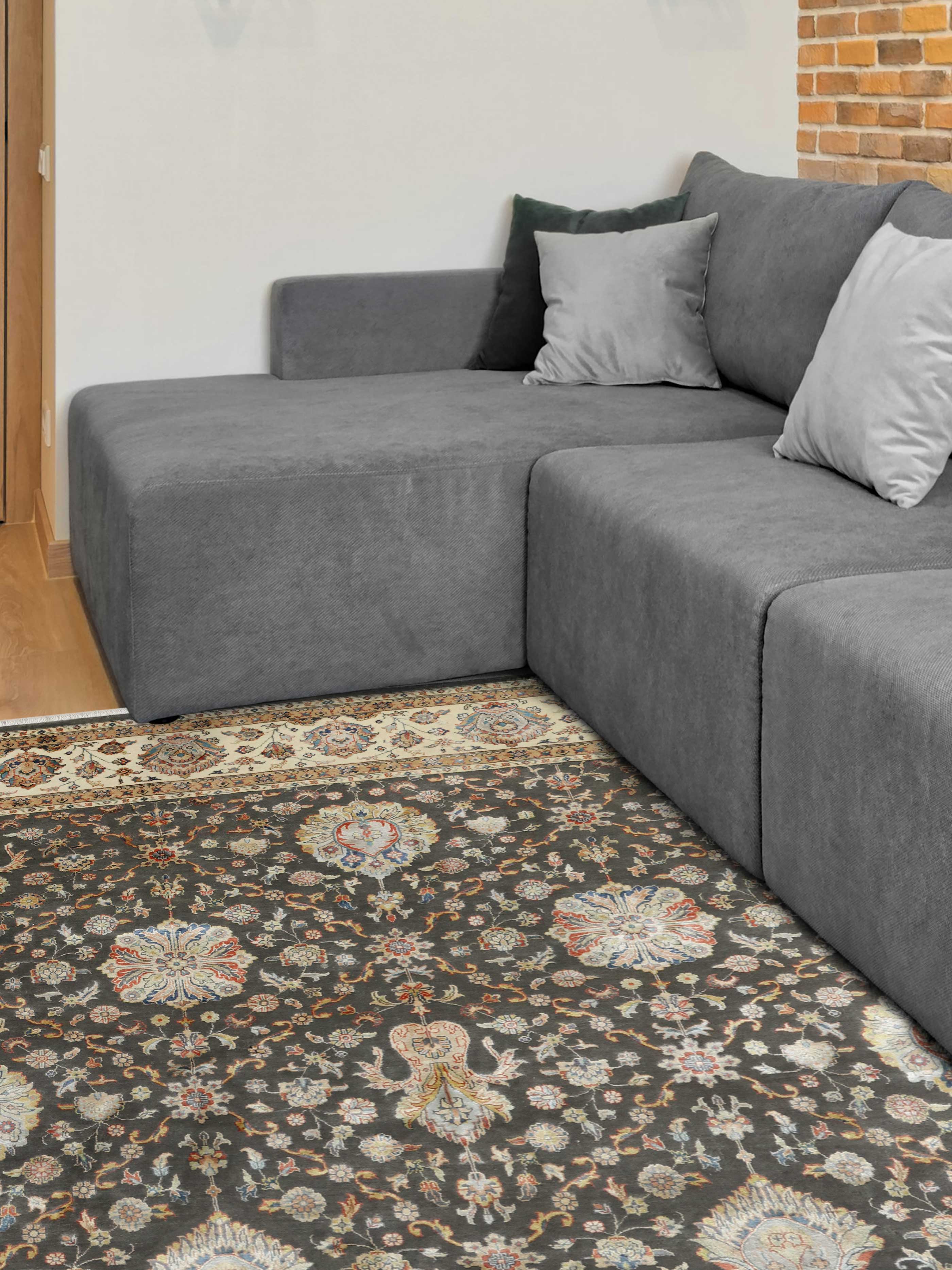 NOIR MAJESTY | 6' x 9' FT | 8' x 10' FT | TRADITIONAL RUGS | GREY - IVORY COLOR