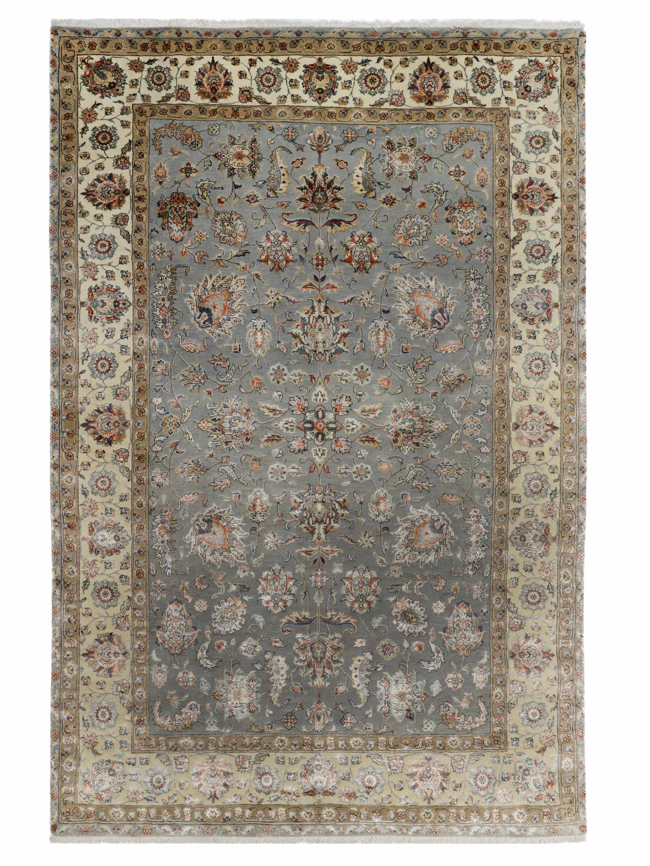 HERITAGE BLOOM | 6' x 9' FT | 8' x 10' FT | 9' x 12' FT | TRADITIONAL RUGS | LIGHT GREY - IVORY COLOR