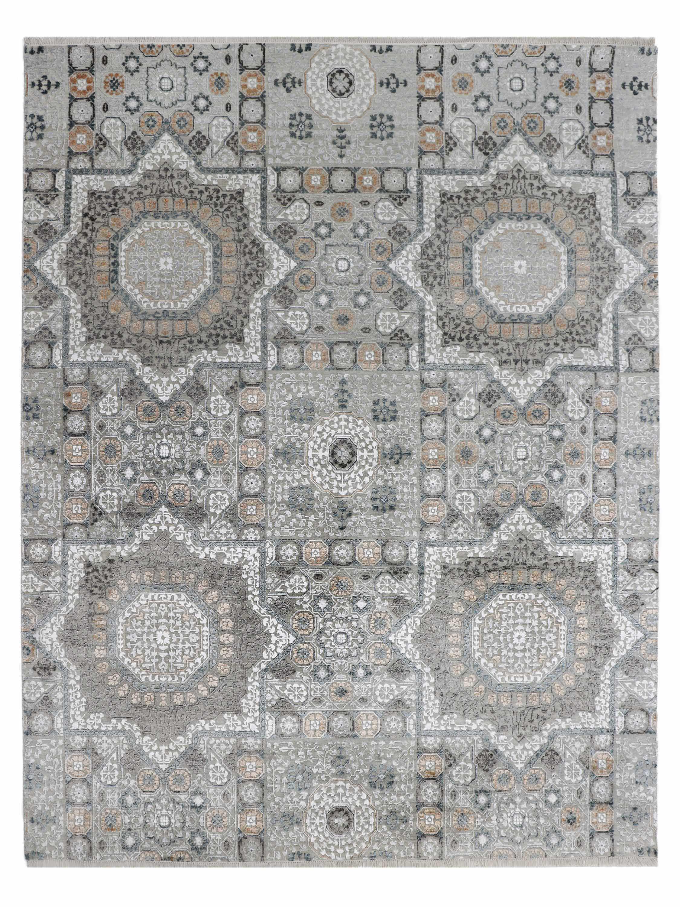 MUGHAL TERRA | 8' x 10' FT | TRADITIONAL RUGS | GREY - BEIGE COLOR