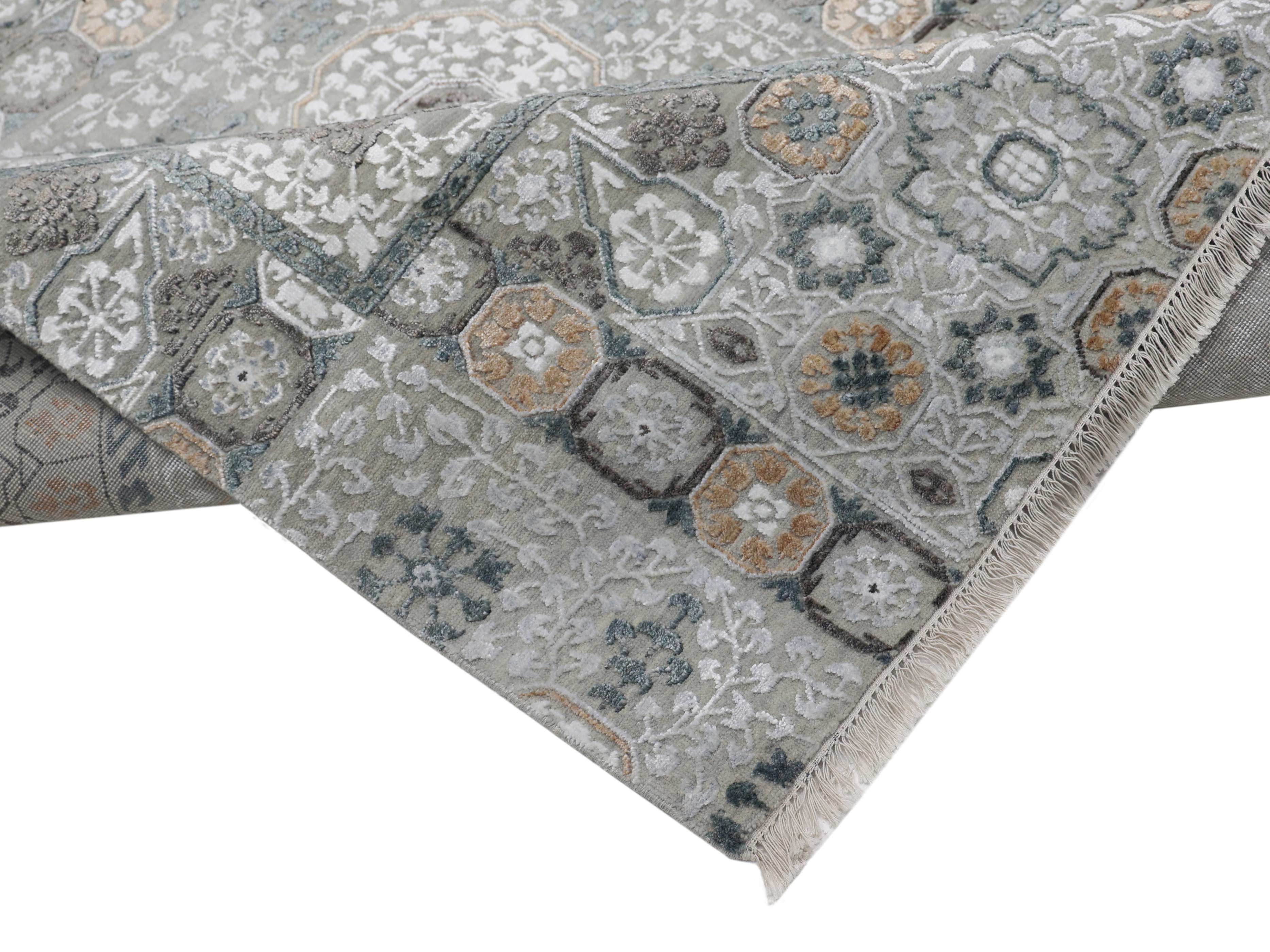 MUGHAL TERRA | 8' x 10' FT | TRADITIONAL RUGS | GREY - BEIGE COLOR