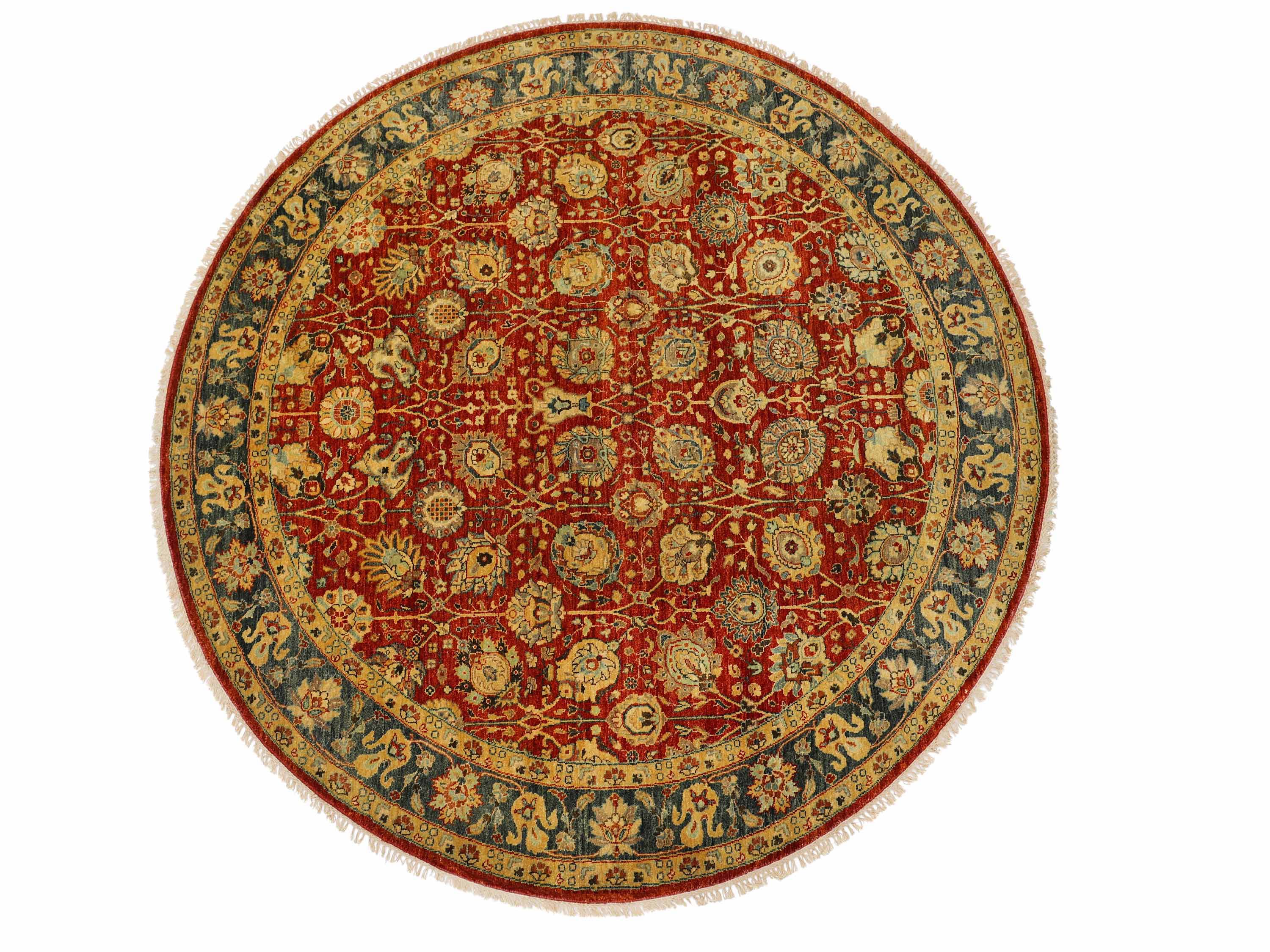 KGAR | 8' FT ROUND | TRADITIONAL RUGS | RED - NAVY COLOR