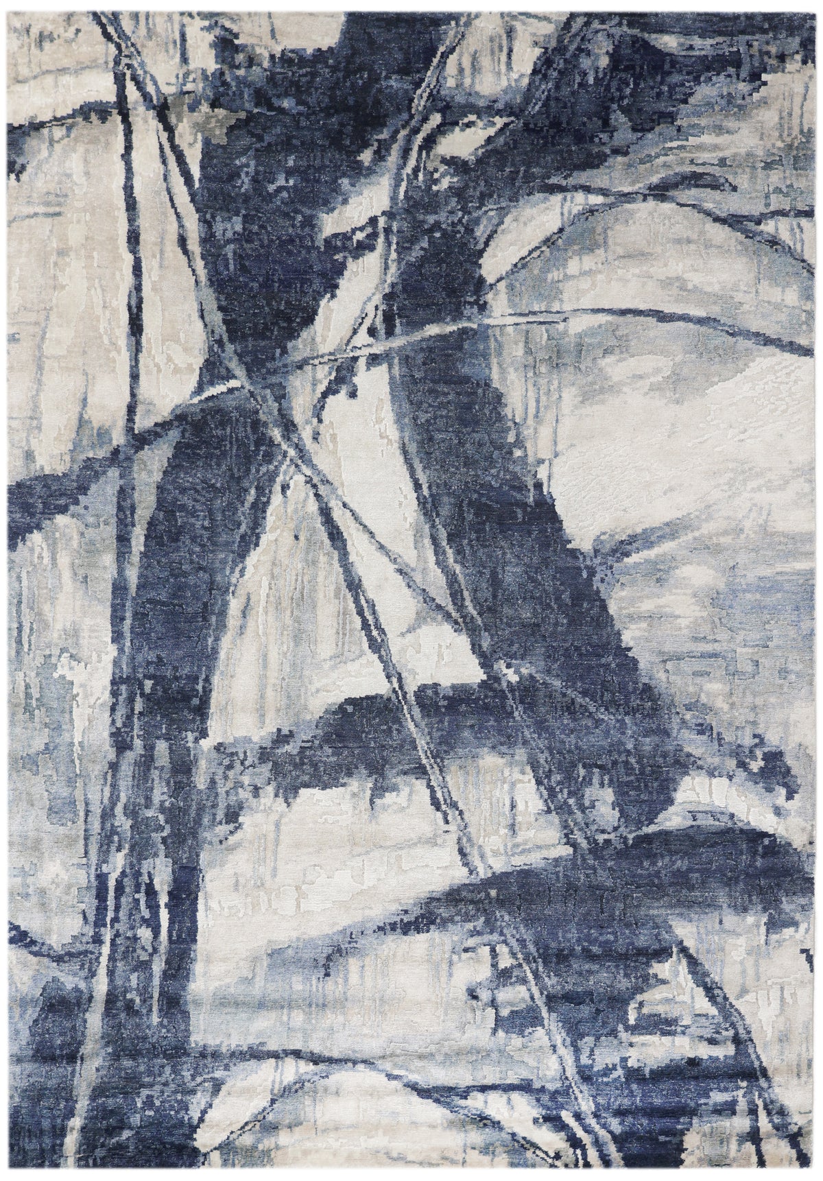TANGLE | 8' x 10' FT | MODERN RUGS | IVORY/ DK BLUE COLOR