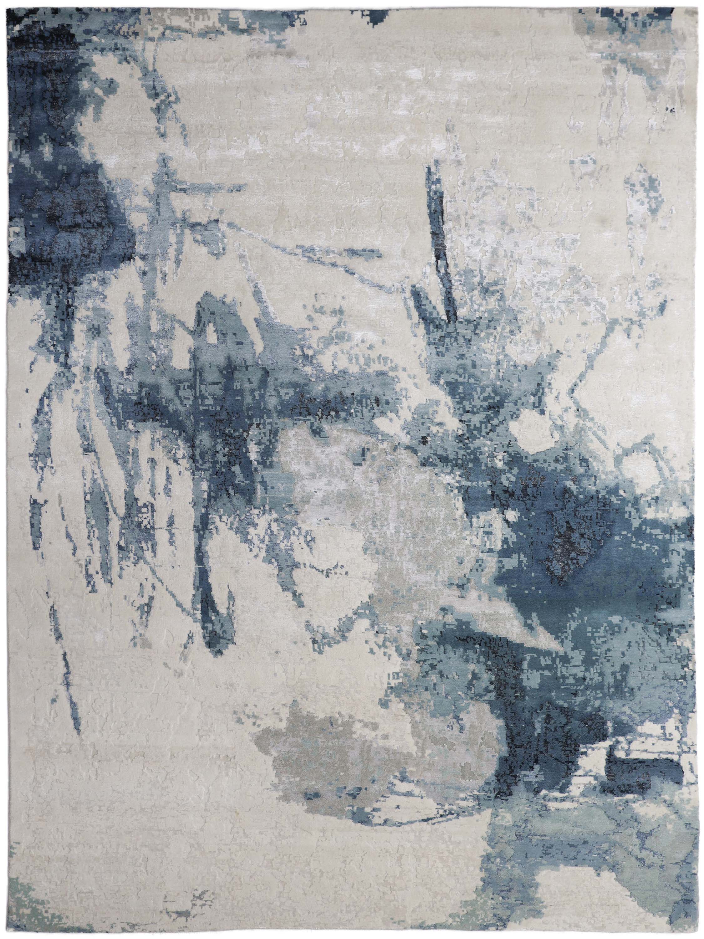 MUALNUAM | 8' x 10' FT | MODERN RUGS | IVORY/BLUE COLOR