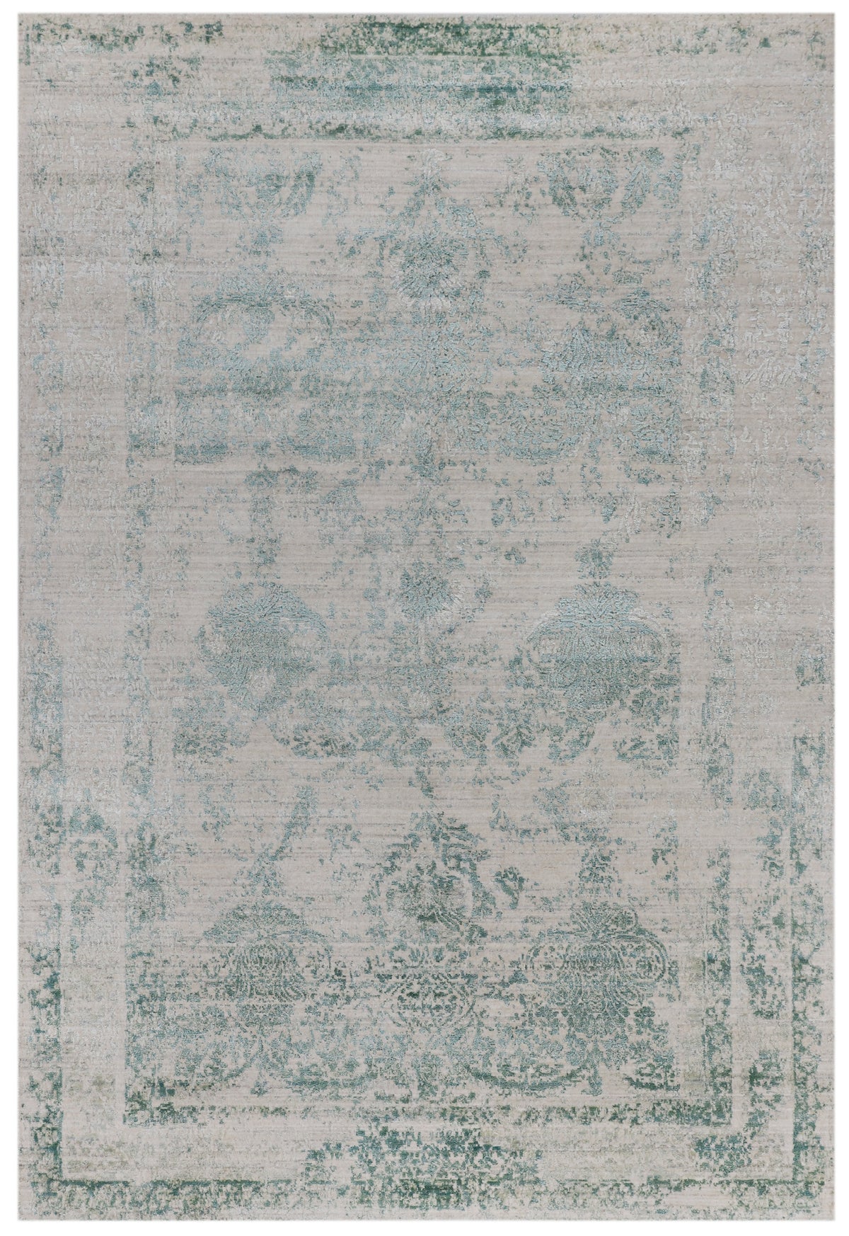 SAGE LOOM  | 4' x 6' FT | 6' x 9' FT | 8' x 10' FT | 9' x 12' FT  | TRADITIONAL RUGS | IVORY/TURQUOISE COLOR