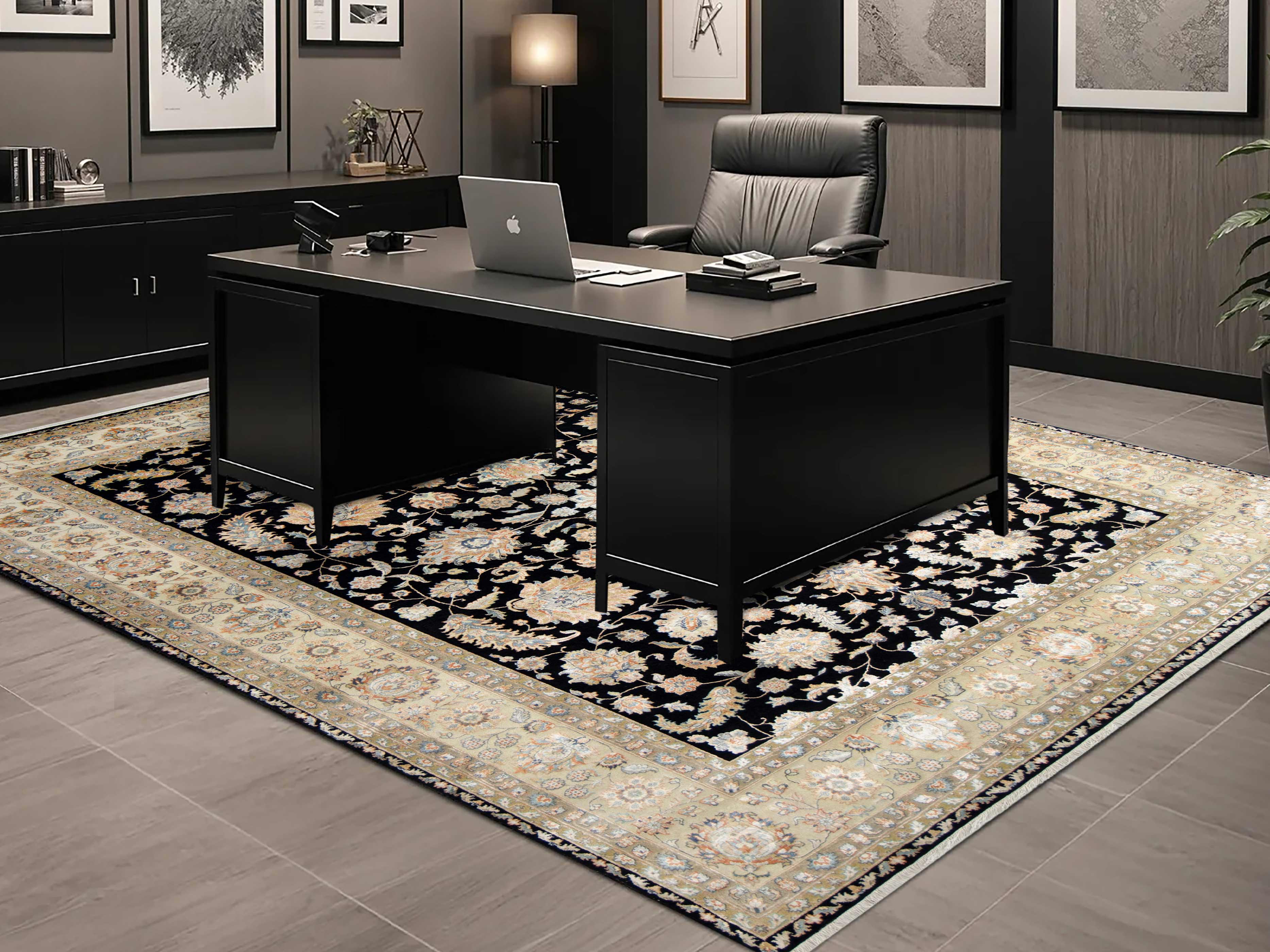 AMBER | 8' x 10' FT | 9' x 12' FT | TRADITIONAL RUGS | BLACK - WHITE COLOR