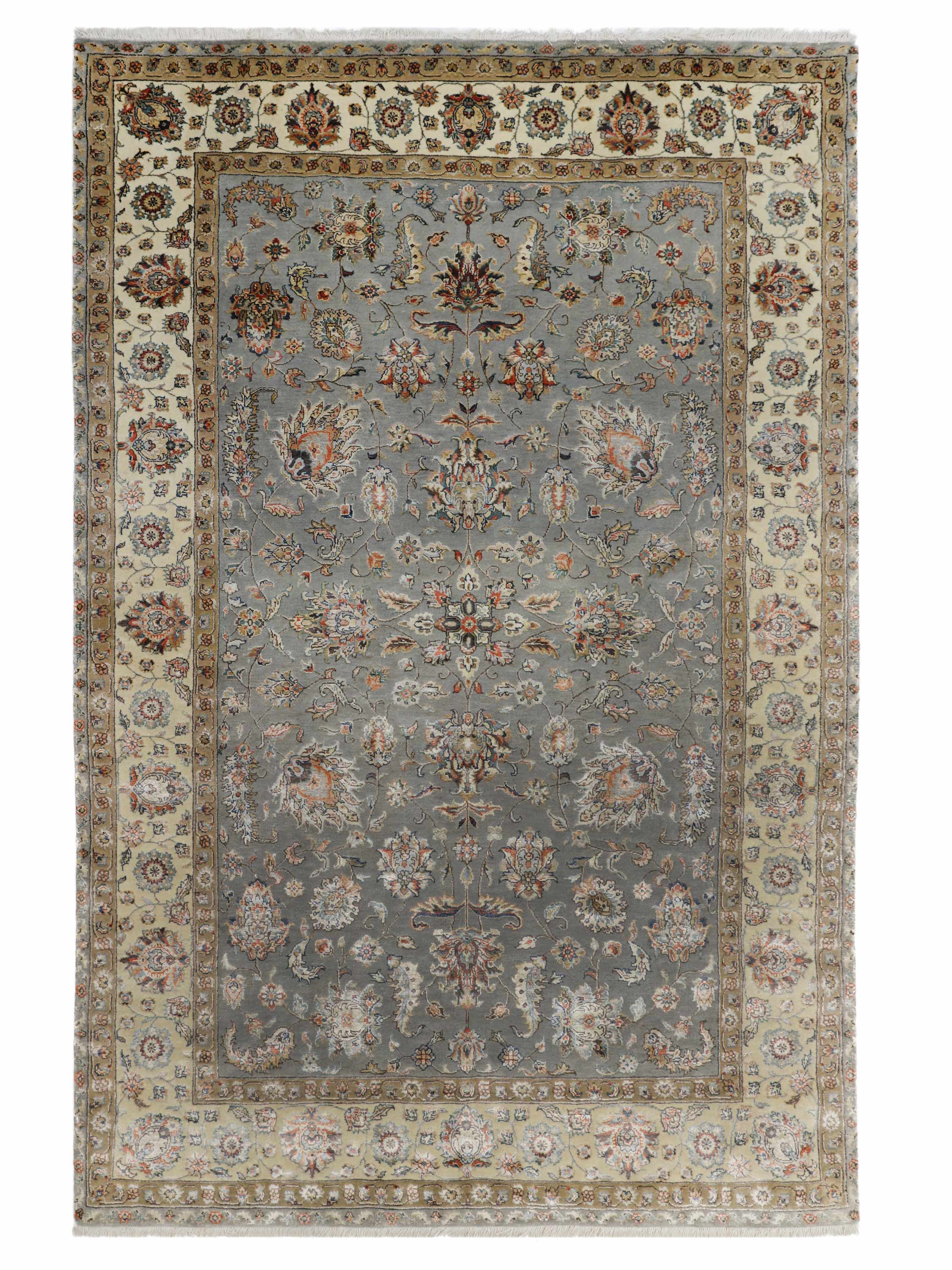 CARICATURE | 6' x 9' FT | 8' x 10' FT | 9' x 12' FT | TRADITIONAL RUGS | LIGHT GREY - IVORY COLOR